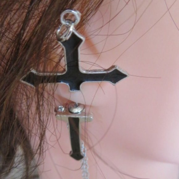 nwot Gothic CROSS Sword Two Piece Earring (K290) - Picture 2 of 5